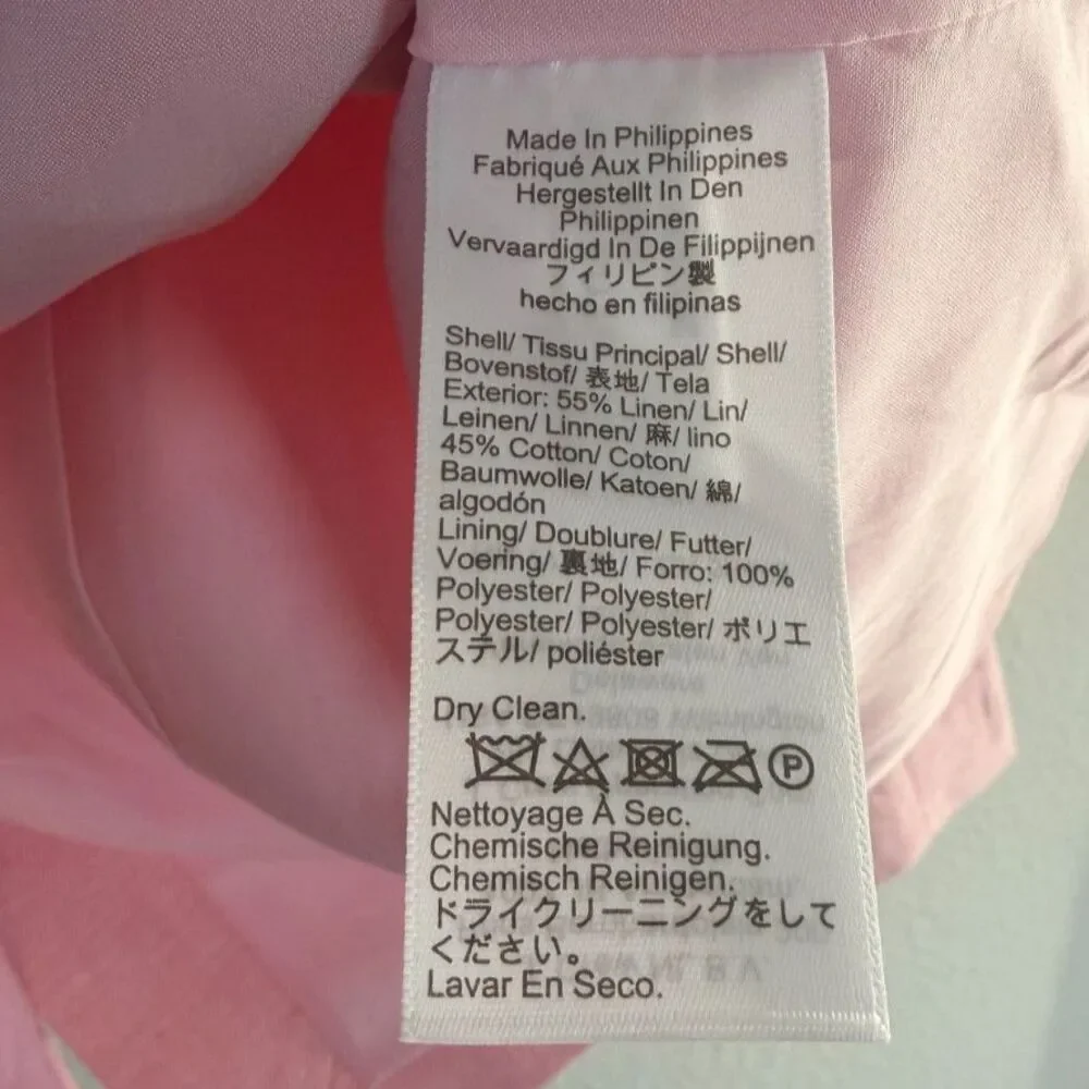 J.Crew Holland Blazer Pink Linen Cotton Single Button Gold Crest Buttons 8